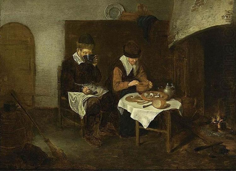 Quirijn van Brekelenkam A Couple Having a Meal before a Fireplace oil painting picture
